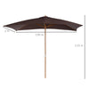 Outsunny 2 x 3m Wooden Garden Parasol Umbrella Outdoor Sun Shade Canopy, Dark Coffee