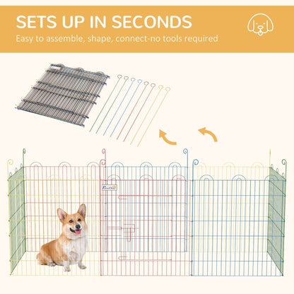 PawHut Pet Playpen Crate, with Eight Panels, Door, for Indoors and Outdoors, 60H x a156cm