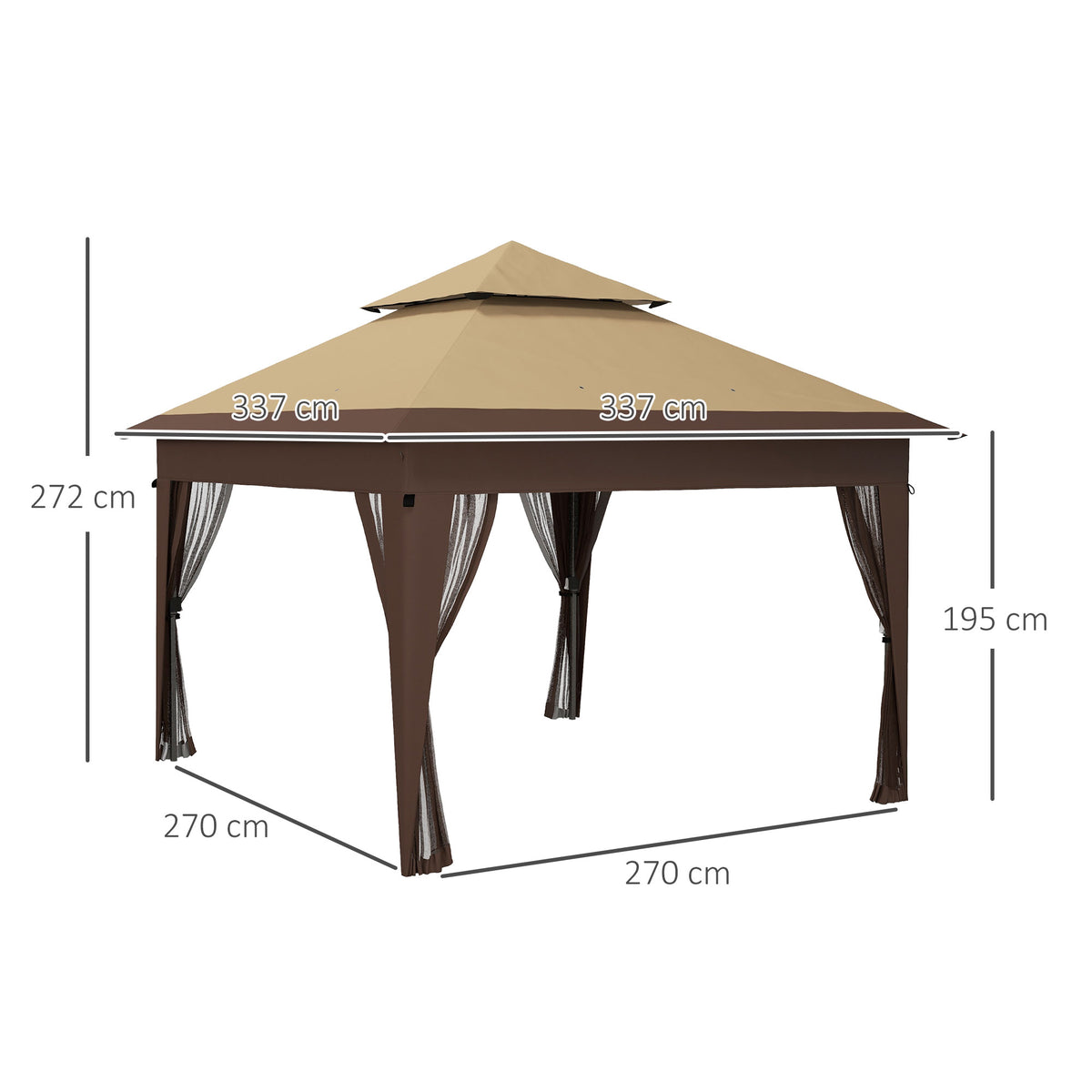 Outsunny Pop Up Gazebo with Mosquito Netting in Khaki