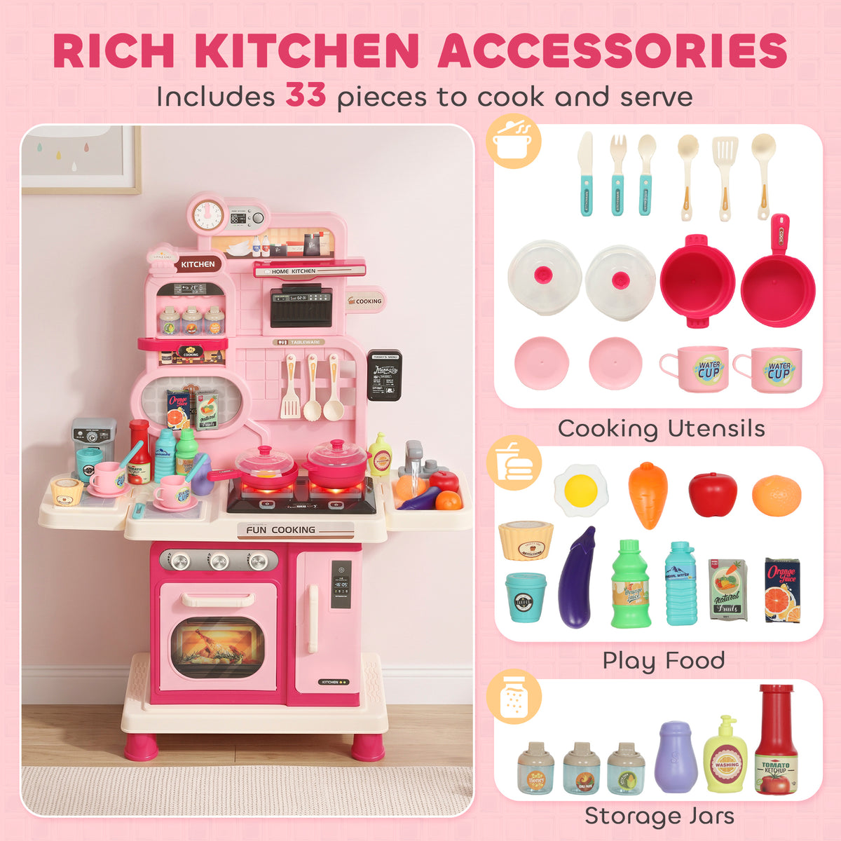 AIYAPLAY Play Kitchen in Pink