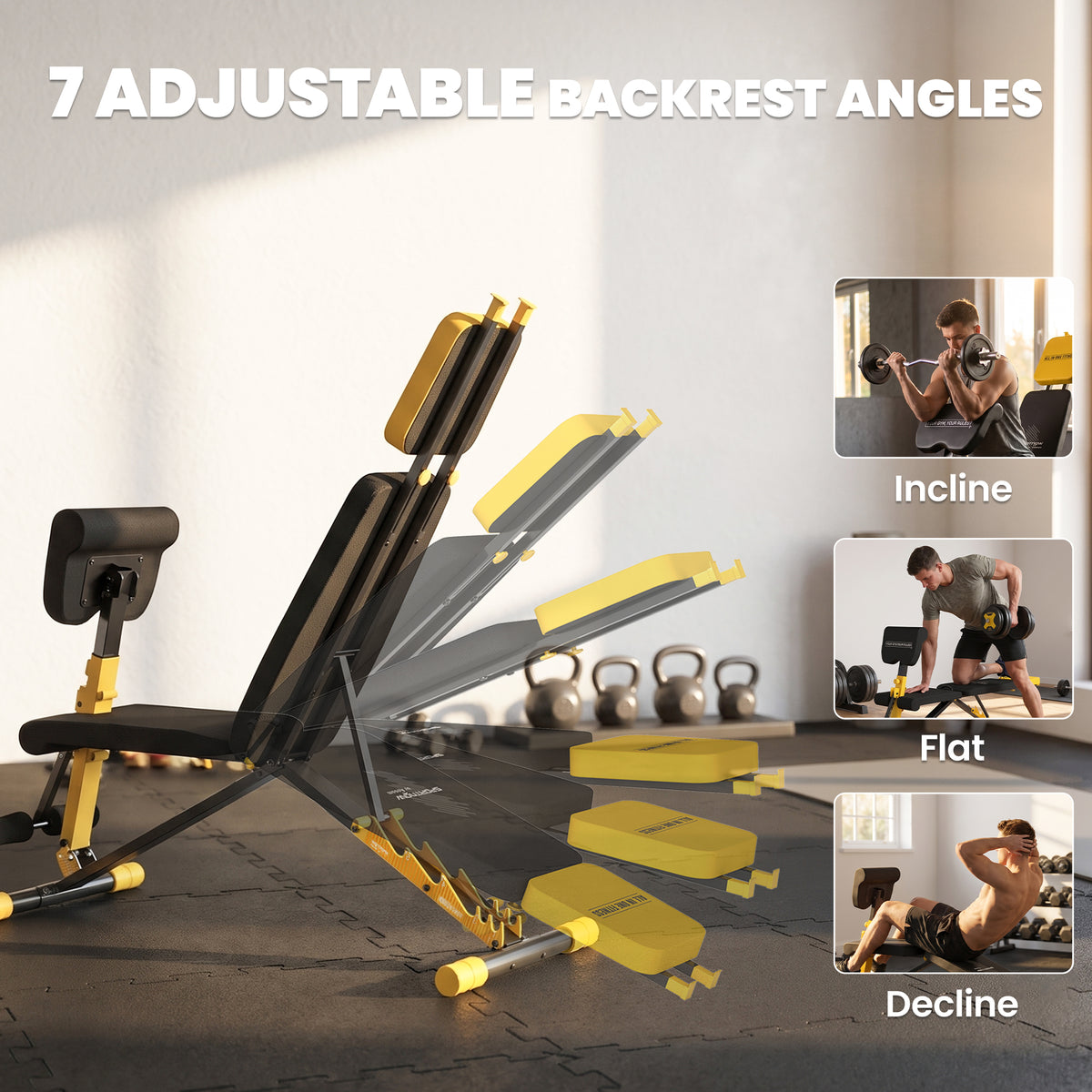SPORTNOW Adjustable Weight Bench for Home Gym in Yellow