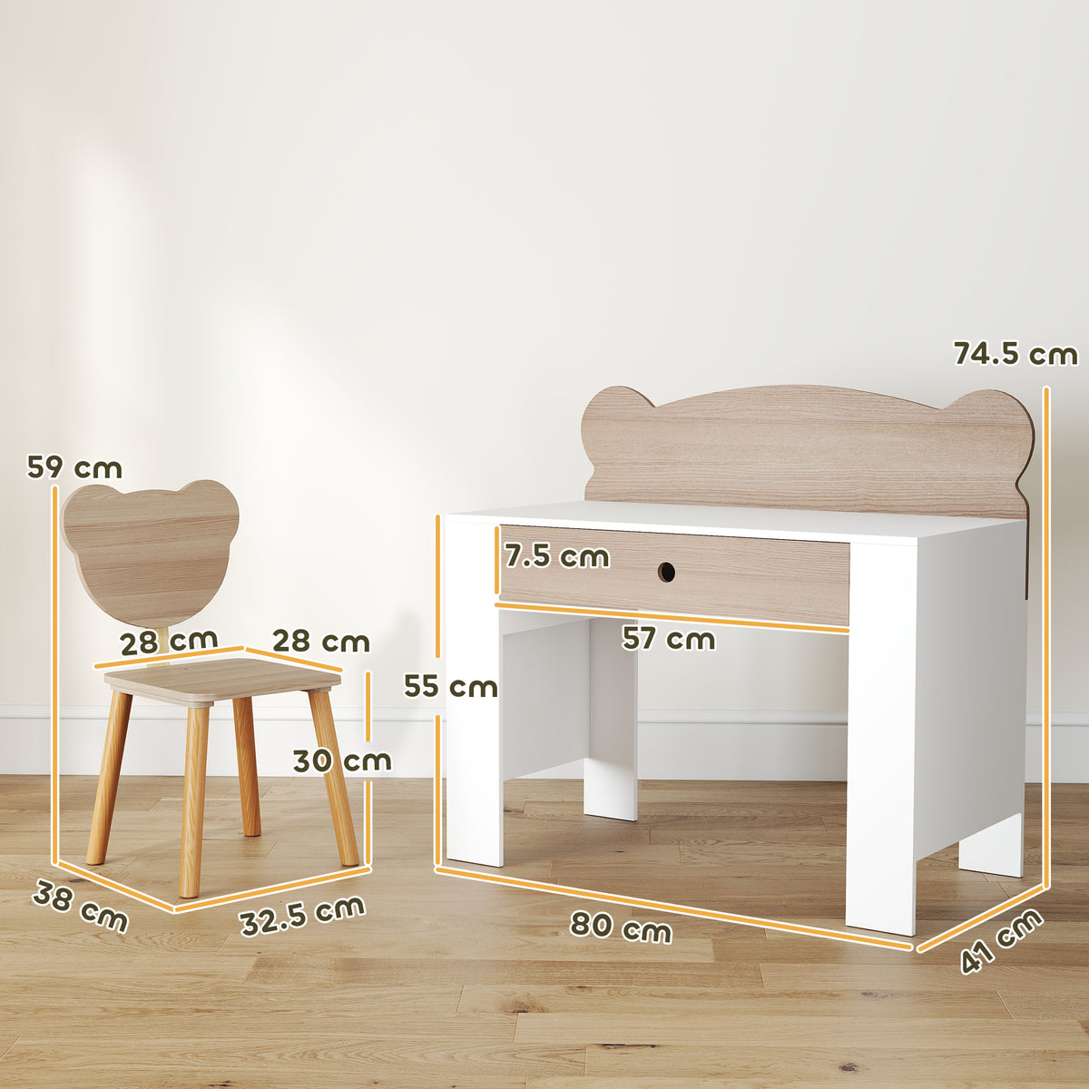 AIYAPLAY Kids Desk and Chair Set in a Natural Wood Finish