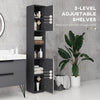 kleankin Line Embossed Tall Bathroom Storage Cabinet - Grey