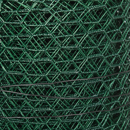 PawHut 1m x 25m Chicken Wire Mesh, Foldable PVC Coated Welded Garden Fence, Roll Poultry Netting, for Rabbits, Ducks, Geese - Dark Green