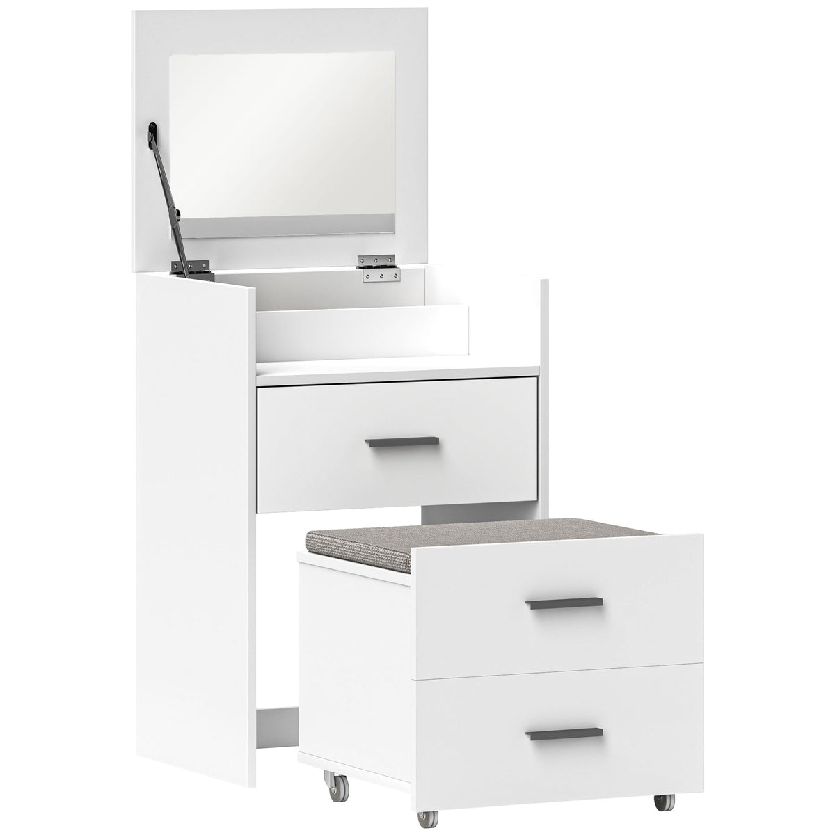 HOMCOM Vanity Desk with Mirror in White