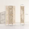 HOMCOM 3 Panel Room Divider, Detachable Folding Privacy Screens with Palm Leaf Design for Home Office, Natural Wood Finish