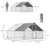 PawHut Chicken Walk-in Run, Galvanised Chicken Coop, Hen Poultry House Cage, Rabbit Hutch Pet Playpen Garden w/ Water-Resist Cover, 3 x 4 x 2m