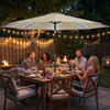 Outsunny 3 m Garden Parasol Umbrella with 112 Solar Powered LED Lights, Patio Umbrella with Crank Handle, Beige
