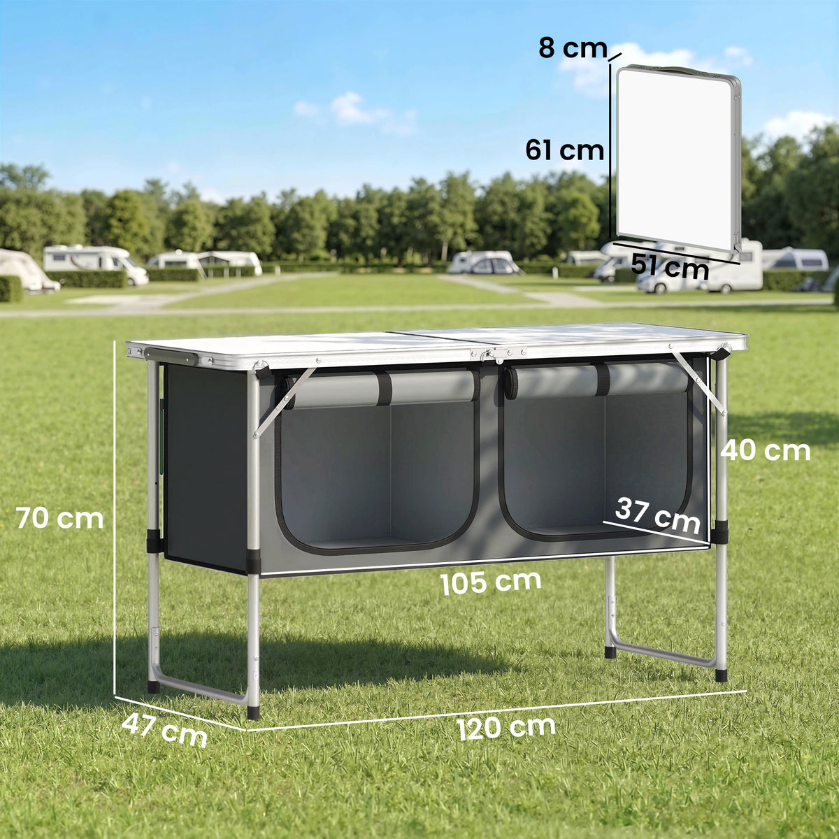 Outsunny Camping Cupboards in Silver