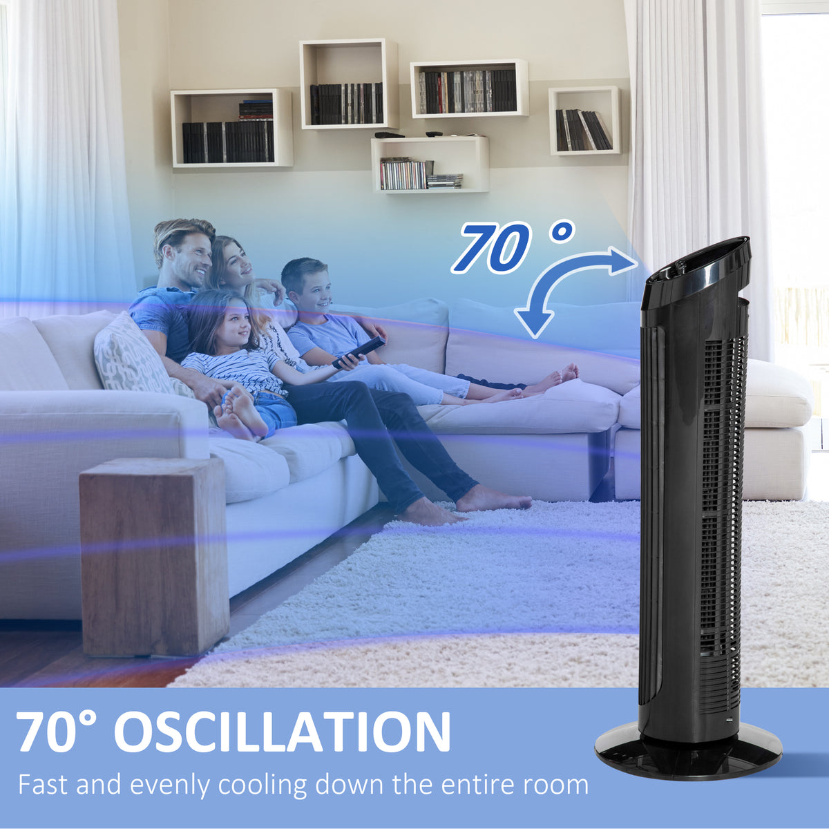 HOMCOM Tower Fan in Black