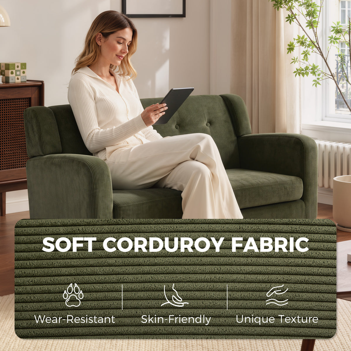 HOMCOM 2 Seater Sofa in Dark Green