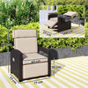 Outsunny 145Â° Reclining Rattan Armchair, with Footrest - Brown/Khaki