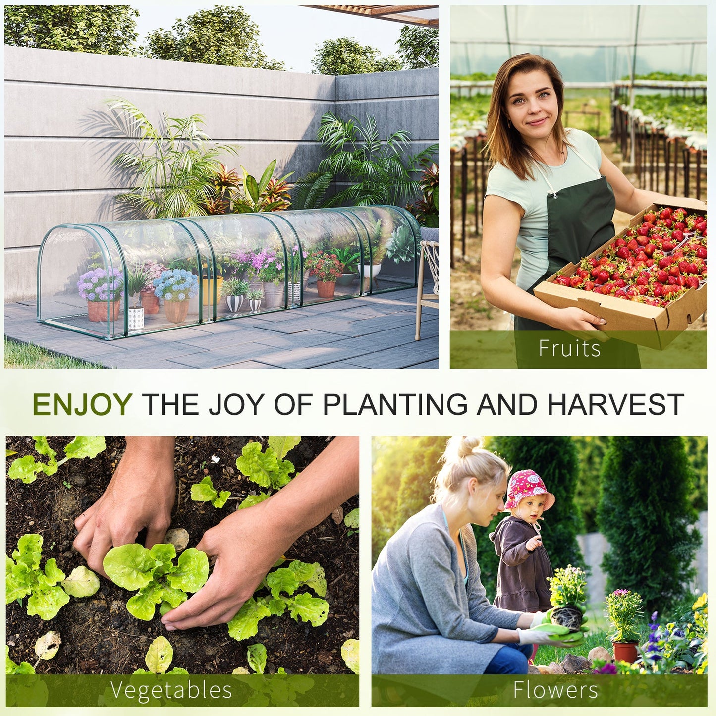 Outsunny 395 x 100 cm Low Tunnel Greenhouse - Clear