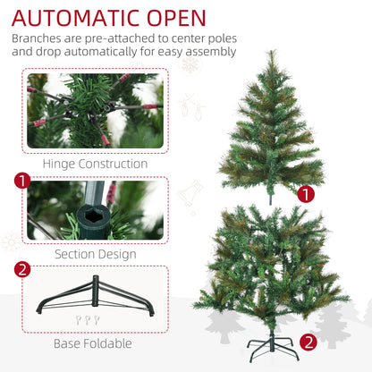 HOMCOM 1.5m 5ft Pre-Lit Christmas Tree Artificial Spruce Xmas Tree Warm White LED Holiday D√É¬©cor with Metal Stand