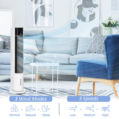 HOMCOM Portable Air Cooler, 3L Tank Evaporative Ice Cooling Tower Fan with 3 Modes, 3 Speeds, Remote, Timer, 60√Ç¬∞ Oscillating, Portable Swamp Cooler for Home Bedroom, White