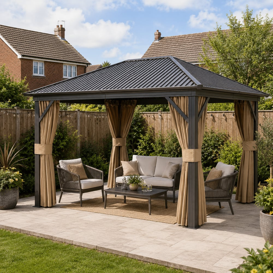 Outsunny Aluminium Hardtop Gazebo in Brown