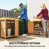 Outsunny Small Shed, Wooden Garden Shed with Openable Hinged Roof and Removable Shelf, Outdoor Tool Storage Cabinet Chest with Double Doors, 74 x 43 x 88 cm, Natural Wood Finish