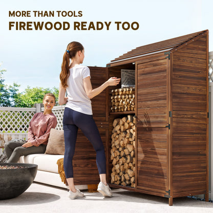 Outsunny Wooden Garden Shed in Brown