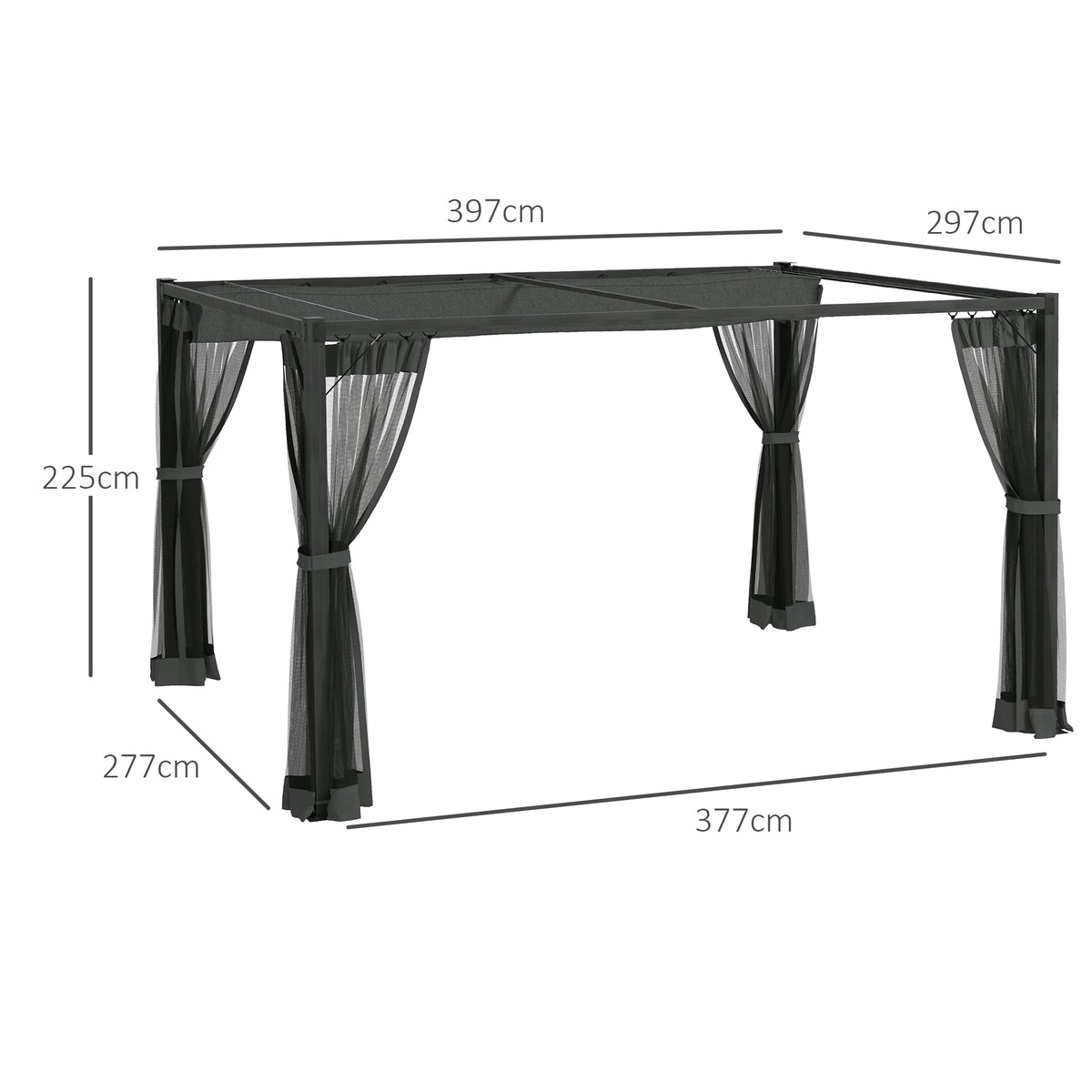 Outsunny Aluminium Frame Pergola in Dark Grey