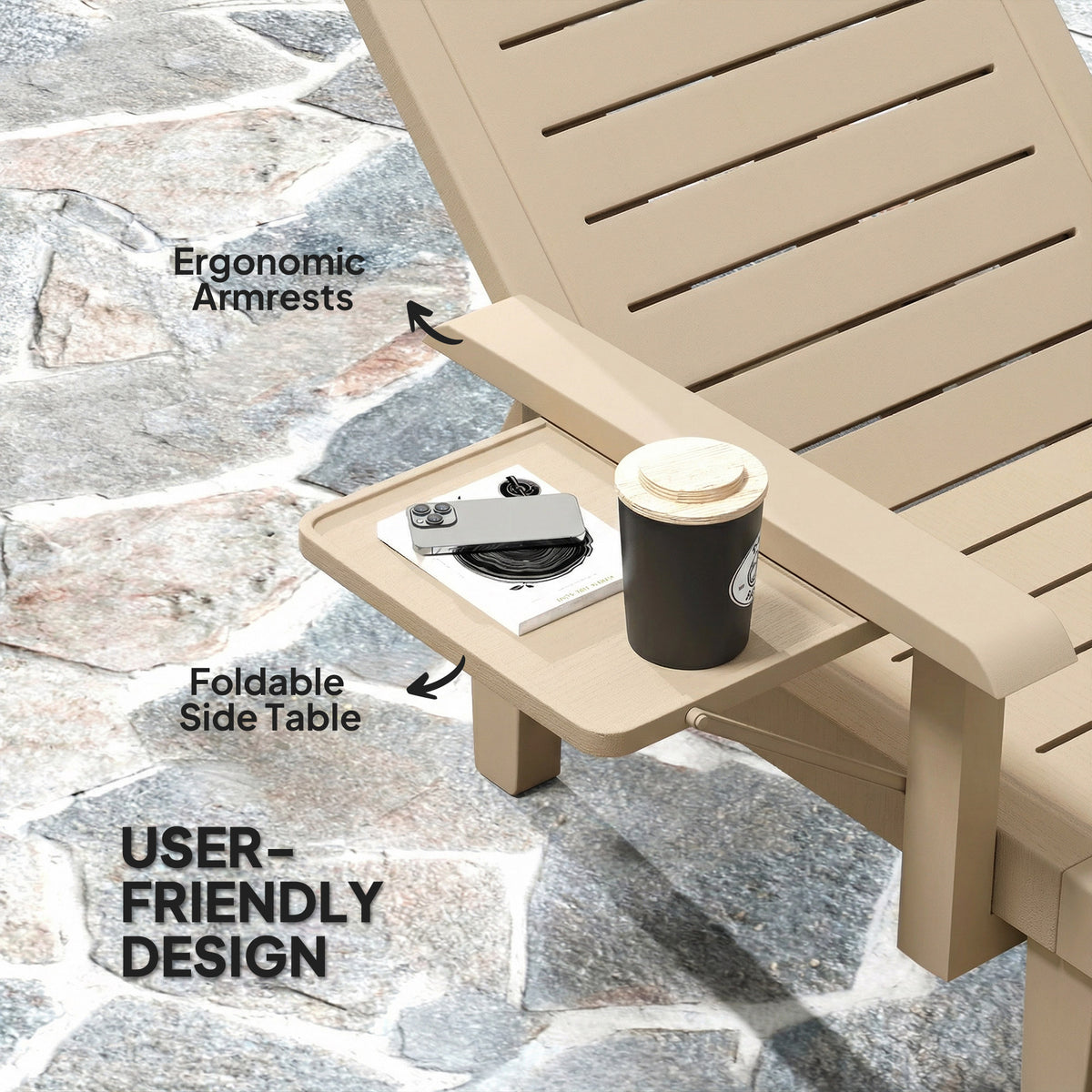 Outsunny Set of 2 Reclining Sun Loungers in Khaki