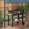 Outsunny CharcoalÂ BBQÂ Grill, BarbecueÂ Trolley with Double Adjustable Grill, Side Table, Storage Shelf and Wheels for Outdoor Garden Party Cooking, Black