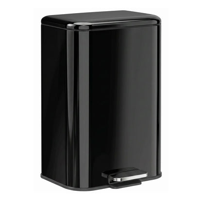HOMCOM 20 L Kitchen Pedal Bin, Metal Rubbish Bin with Removable Inner Bucket, Soft-Close & Stay-Open Lid, High Gloss Black