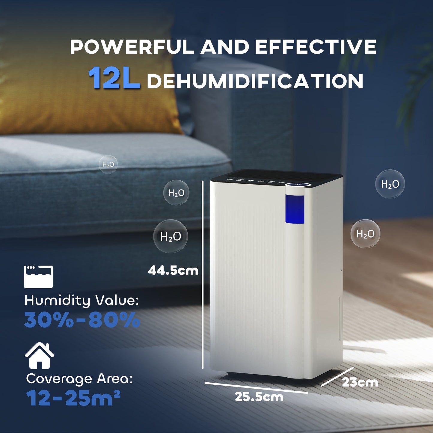 HOMCOM 12L/Day Dehumidifier, with Filter - White