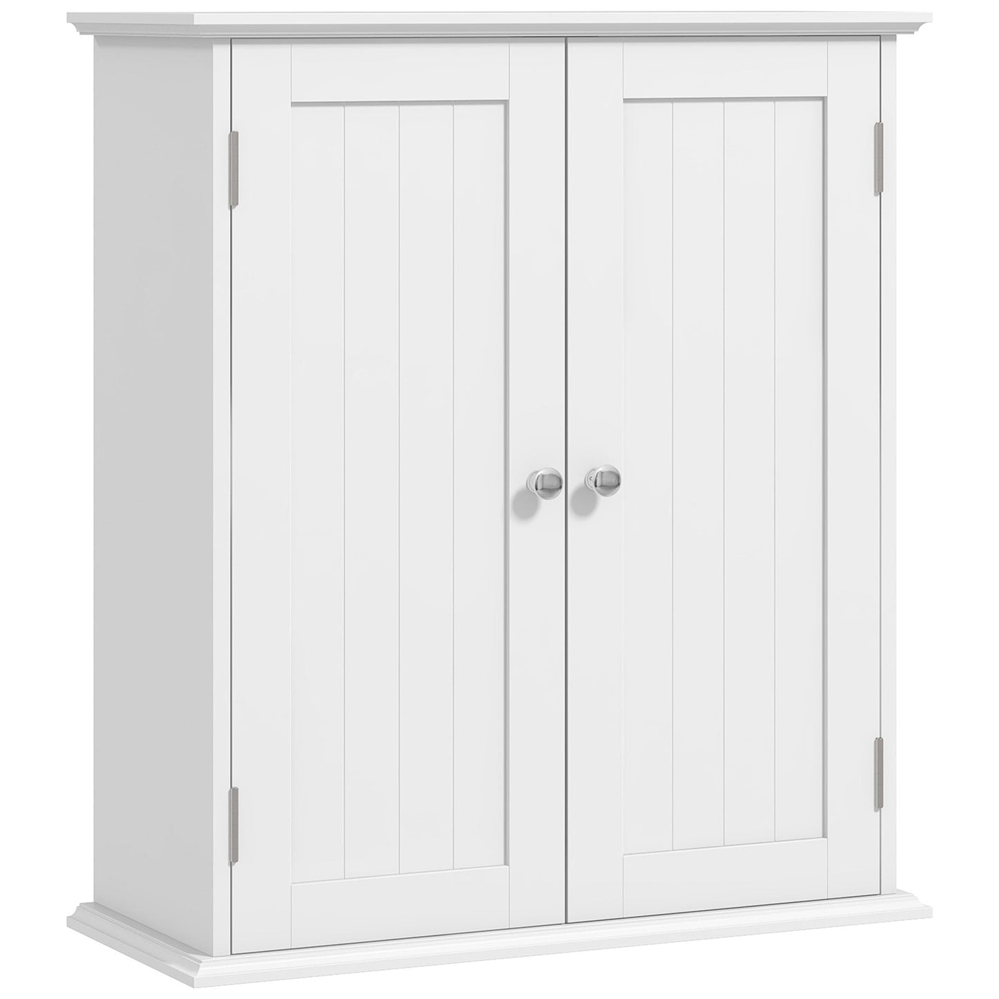 HOMCOM Bathroom Wall Cabinet, 3-Tier Wall-Mounted Bathroom Storage Cabinet with Adjustable Shelf, White