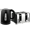 HOMCOM Kettle and Toaster Set, 1.7L 3000W Rapid Boil Jug Kettle with Otter Thermostat, Limescale Filter, 4 Slice Toaster with 7 Browning Controls, Crumb Tray, LED Strip, Black