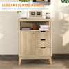 HOMCOM Small Sideboard with Drawers and Adjustable Shelf - Nature Wood Finish