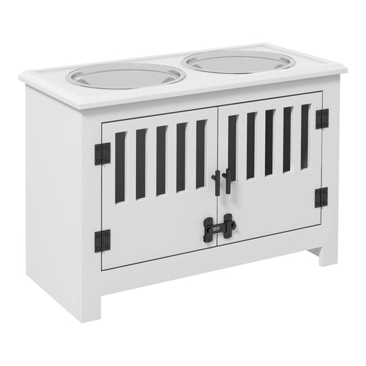 PawHut Raised Dog Bowls in White