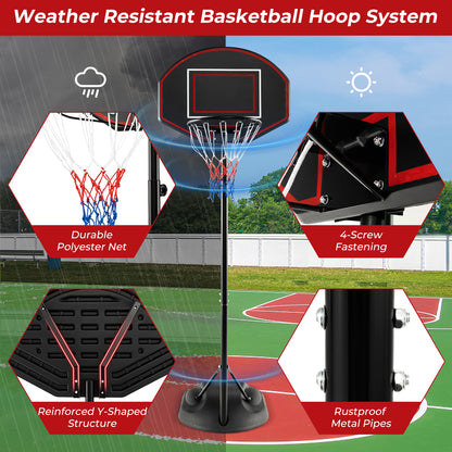The portable basketball hoop showing net and structure details