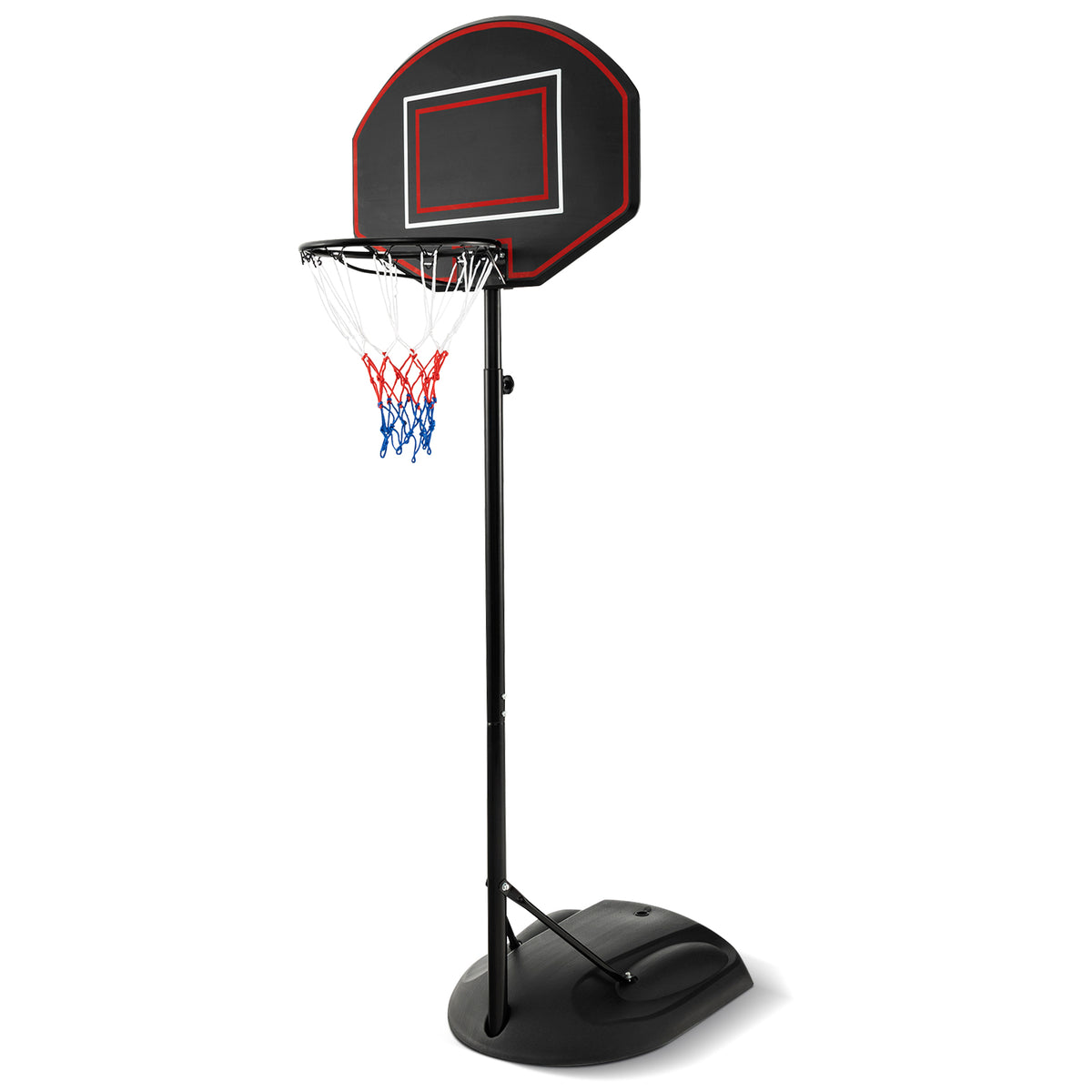 The portable basketball hoop standing on a white background