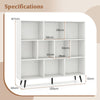 10-Cube Bookcase 120 CM Mid Century Modern Storage Organizer-White