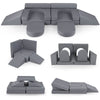 10 PCS Modular Kids Play Couch Toddler Climb and Crawl Foam Playset-Grey