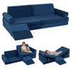 10-Piece Kids Climb and Crawl Foam Playset with Soft Crystal Velvet-Blue