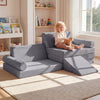 10-Piece Kids Climb and Crawl Foam Playset with Soft Crystal Velvet-Grey