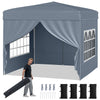 10 X 10 FT Pop up Canopy Tent Outdoor Patio Commercial Sunshade Shelter with 4 Sidewalls-Grey