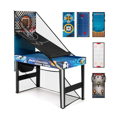 10-in-1 Combo Game Table Set with basketball hoop and various game boards displayed