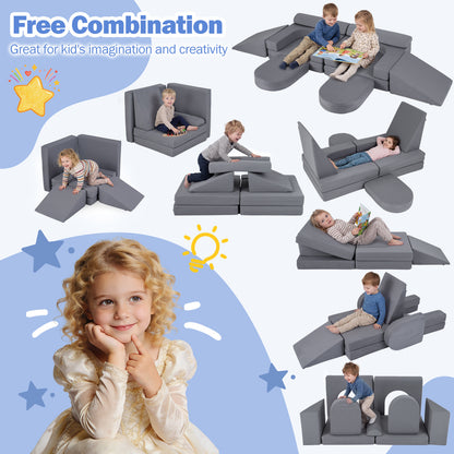 The soft play set shown in a collage of different play arrangements for creative fun