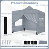 10 x 10 Feet Pop up Canopy Tent with 4 Removable Sidewalls-Grey