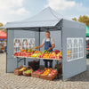 10 x 10 Pop Up Canopy Tent with 3 Sidewalls-Grey