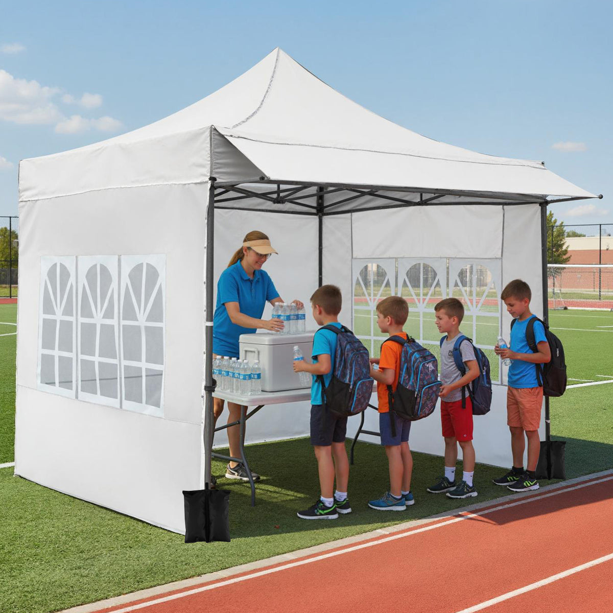 10 x 10 Pop Up Canopy Tent with 3 Sidewalls-White