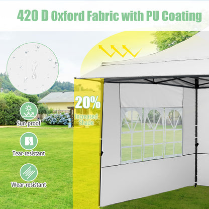10 x 10 Pop Up Canopy Tent with 3 Sidewalls-White