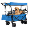 100 L Folding Garden Cart with Adjustable Handles and Canopy-Blue
