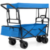 100 L Folding Garden Cart with Adjustable Handles and Canopy-Blue