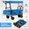 100 L Folding Garden Cart with Adjustable Handles and Canopy-Blue
