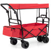 100 L Folding Garden Cart with Adjustable Handles and Canopy-Red