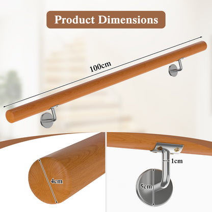 Product dimensions diagram showing the 100 cm length and bracket details of the stair railing