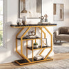 100CM 4-Tier Modern Entryway Table with Storage Shelves for Hallway-Black & Gold